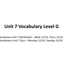 Vocabulary level g unit 4