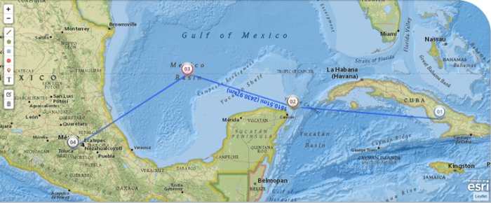 Map cortes hernan slide exploration route