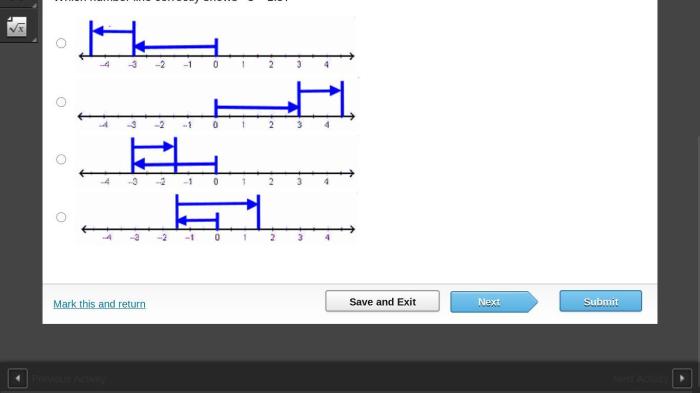 Which number line correctly shows 4.5 2.5