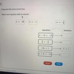 Equation solution match each its