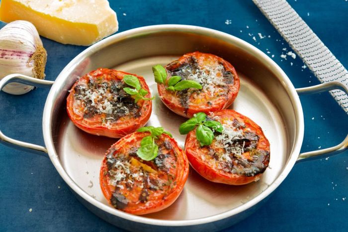 Tomatoes broiled cheesy