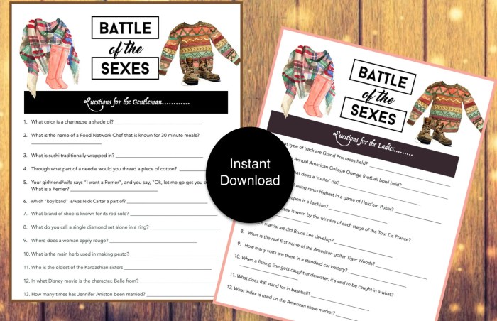 Sexes battle worksheet