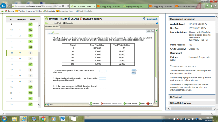 The hypothetical production data is for a profit maximizing firm